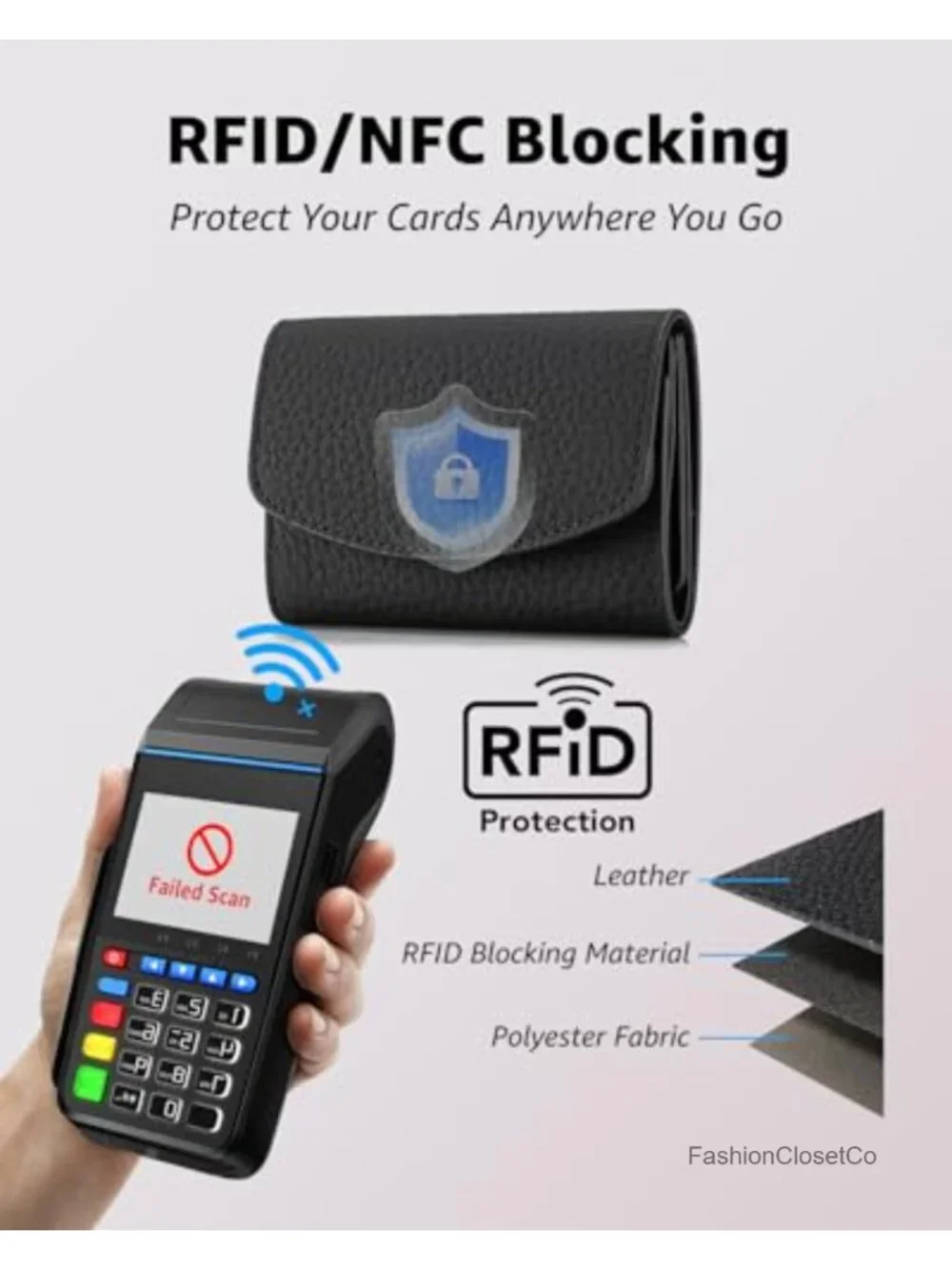 Minimalist RFID Soft Leather Trifold Wallet with Card Holder and Coin Pocket